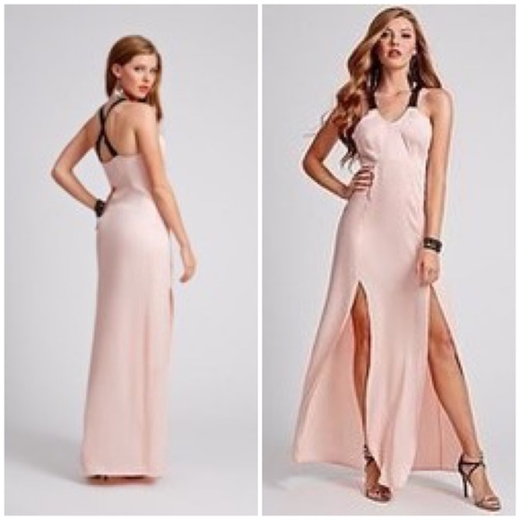 New GUESS Faux Leather Strap Maxi Dress SZ 2 - Picture 1 of 2
